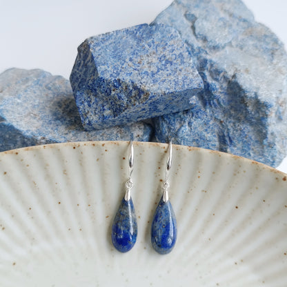 Lapis Lazuli Drop Earrings (Slim)