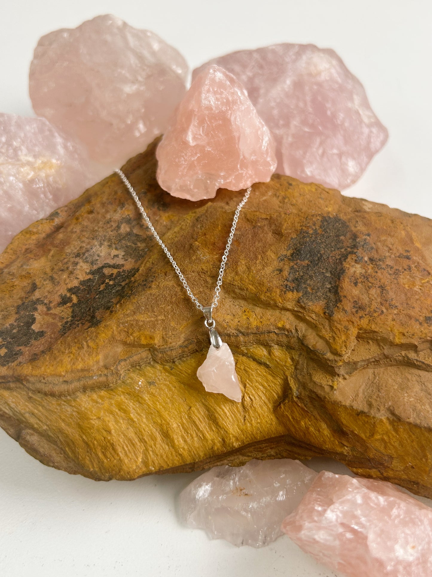 Raw Rose Quartz Necklace