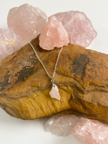 Raw Rose Quartz Necklace