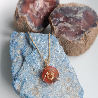 Wire Wrap Agate Necklace (Round)