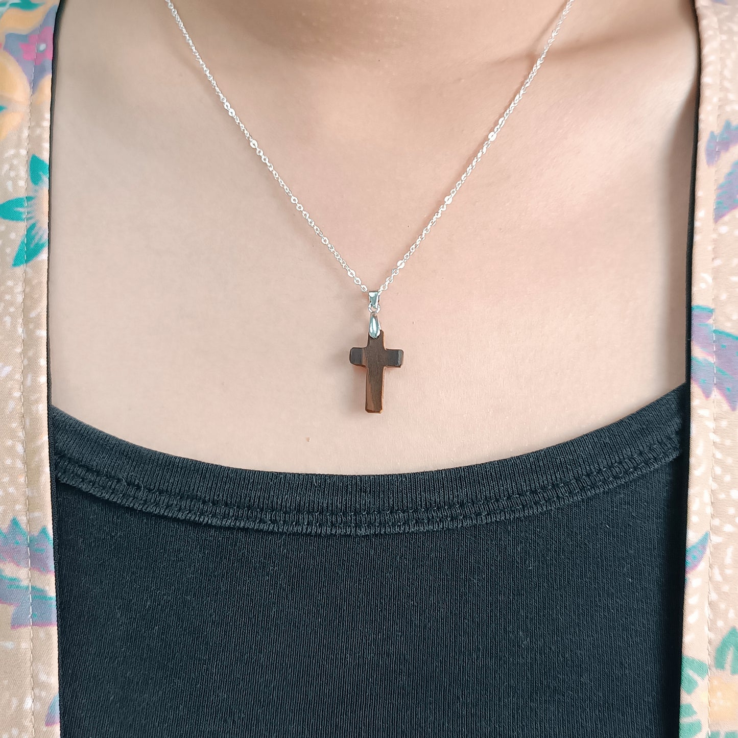 Tiger Eye Cross Necklace (Small)