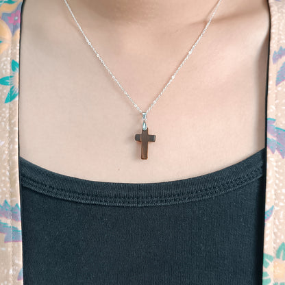 Tiger Eye Cross Necklace (Small)