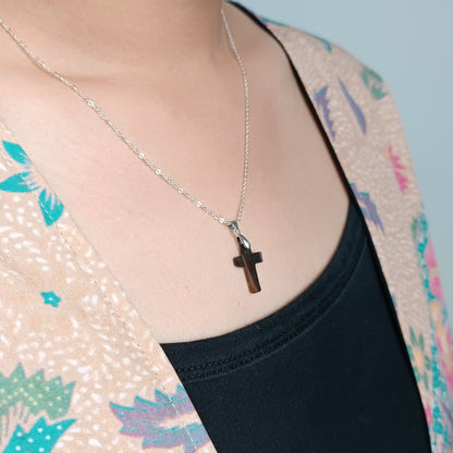Tiger Eye Cross Necklace (Small)