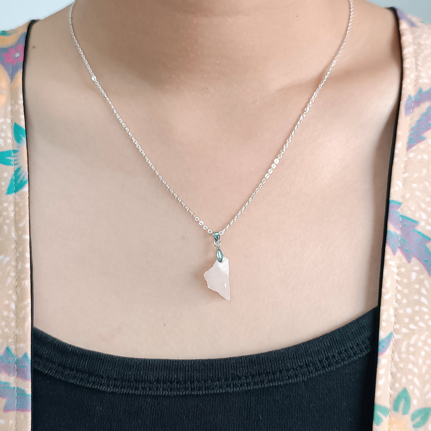 Raw Rose Quartz Necklace